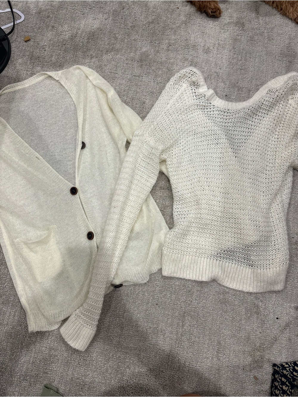 Abercrombie & Fitch Cream Knit Sweater and Button Cardigan Set